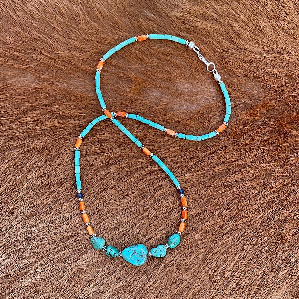 Turquoise and Spiny Oyster Necklace